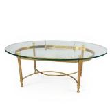 Lot 004   Mid Century Brass and Glass Cocktail Table