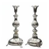Sterling Silver 1888 European Candlesticks, Hallmarked SZ KA