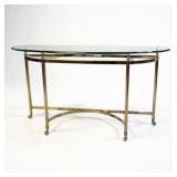 Mid Century Brass and Glass Console Table