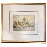 Barday, Cottages by the Water, Watercolor on Paper