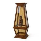 Mid Century Obelisk Shaped Lighted Curio Cabinet