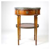 Louis XVI Style Flame Mahogany Banded Side Table, In the Style Of