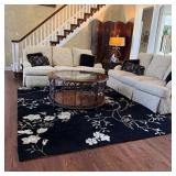 Custom Hand Tufted Floral On Black Area Rug