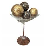 Crystal Compote and Decorative Orbs