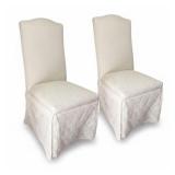 Custom Upholstered Parson Side Chairs, Winter White, Two (2)