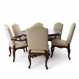 Drexel Heritage Pedestal Gourmet Dining Set, Wit Six (6) Chairs