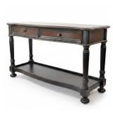 Traditional Dark Cherry & Black Two-Drawer Console