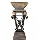 Neoclassical Iron & Composition Stone Pedestal / Plant Stand