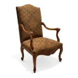 French Country Style Carved Walnut Fauteuil Armchair