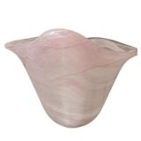 Pink Swirl Art Glass Free Form Vase