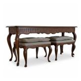Drexel Grand Villa Console Table w/ Matching Stools