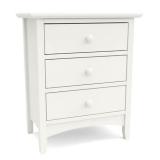 Three-Drawer White Painted Nightstand with Shaker Styling