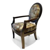 Contemporary Oval Back Accent Chair with Leaf Jacquard Upholstery