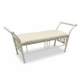 White Metal Scrolled Arm Bench