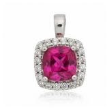 1.30 Carat Pink Tourmaline & White Sapphire Pendant