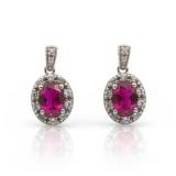 1.5 Carat Pink Tourmaline & White Sapphire Sterling Silver Earrings