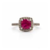 1.30 Carat Pink Tourmaline & White Sapphire Sterling Silver Ring