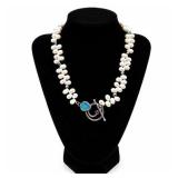 Black Opal & Baroque Freshwater Pearl Toggle Clasp Necklace