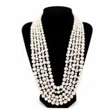 Pearl Multi-Strand Statement Necklace w/ Ornamental Clasp
