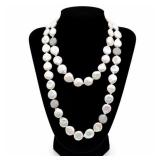Baroque Freshwater Coin Pearl & Bead Long Necklace