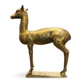Lot 003  Gilded Bronze Fawn Statue, Early Mid Century
