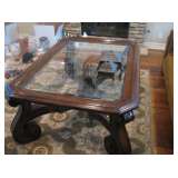 Oversize glass top coffee table