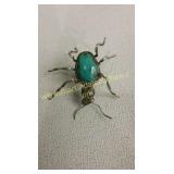small sterling & turquoise brooch