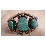 large sterling & turquoise bracelet