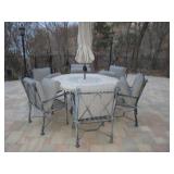 Outdoor Stone Top Patio Suites With Double Lounge & More Lounge Chair