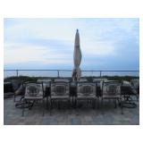 Outdoor Stone Top Patio Suites With Double Lounge & More Lounge Chairs