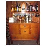 Oak Beveled Mirrored Buffet Sideboard