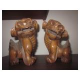 Vintage Wood Foo Dogs ~ Traveled Tons of Asian Collectibles Vintage Wood Foo Dogs ~ Traveled Tons of Asian Collectibles