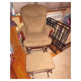 Ultra Suede Glider Rocker with Ottoman 