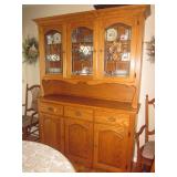 Oak Dining Suite With Pedestal Claw Foot Table and Hutch 
