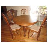 Oak Dining Suite With Pedestal Claw Foot Table and Hutch 