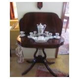 Vintage Mahogany Harp Base Card Table 