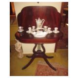 Vintage Mahogany Harp Base Card Table 