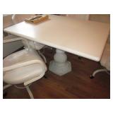 Corian Table Top with Iron Pedestal Base  