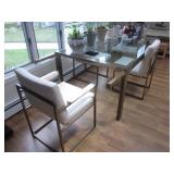 Mid-Century Glass & Chrome Extension Table with Seating 