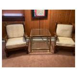 Chairs and Brass and Glass Table 