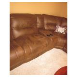 Ultra Suede Sectional Sofa Recliner with Thomasville Inlaid Accent Tables For Any Room