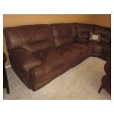 Ultra Suede Sectional Sofa Recliner with Thomasville Inlaid Accent Tables For Any Room