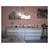 White Laminate With Gold Chrome Accents Bedroom Suite Vintage Art Deco Mirrored City Scape