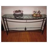 Glass & Brass Half Moon Sofa/Entry Table Glass & Brass Half Moon Sofa/Entry Table