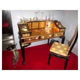 Gold Leaf Asian Accent Writing Desk with seating Gold Leaf Asian Accent Writing Desk with seating