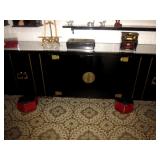 Stunning Black Lacquer Asian Credenza Stunning Black Lacquer Asian Credenza