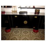 Stunning Black Lacquer Asian Credenza   