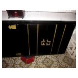 Stunning Black Lacquer Asian Credenza   