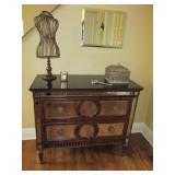 Mirrored Marble Top Two Draw Chest 