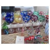 German Cut Crystal Wine Hocks Glasses Various Colors  
